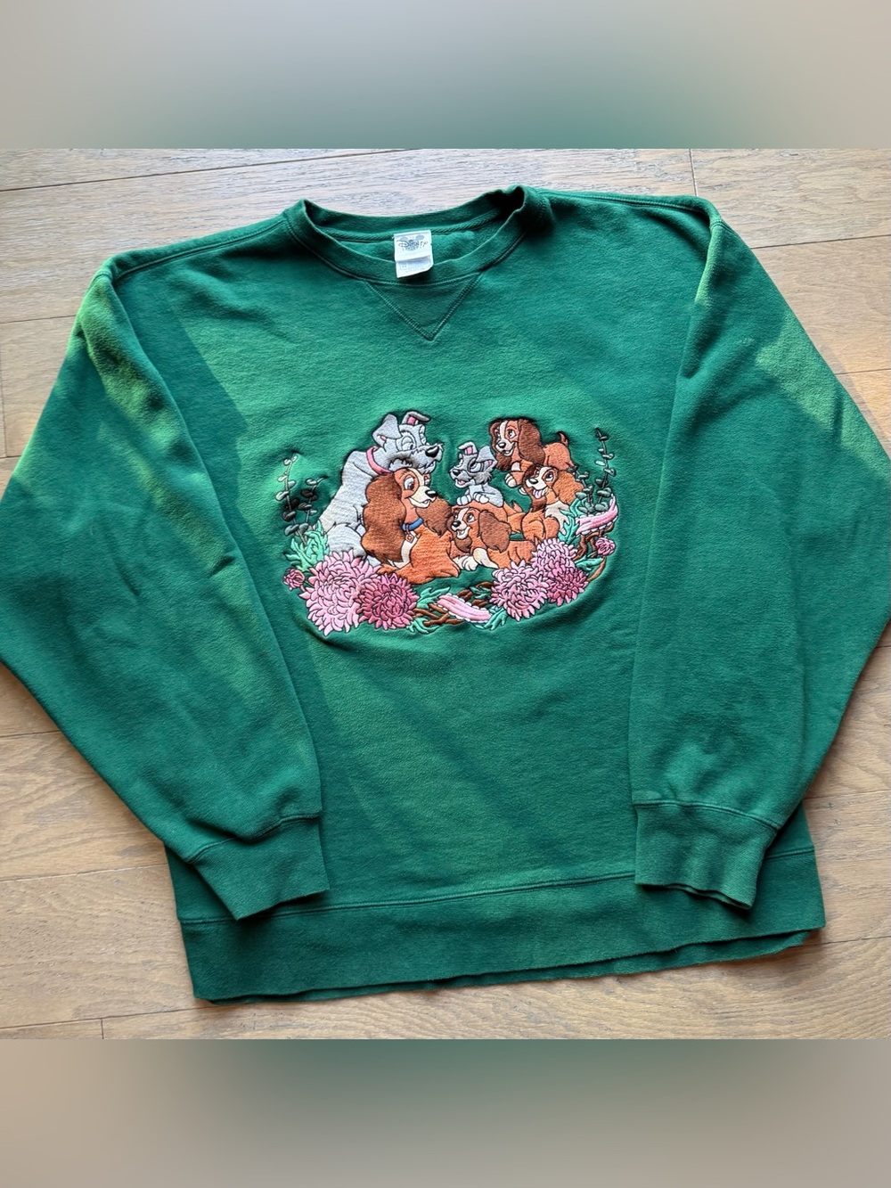 Vintage 90’s Disney Catalog Lady and the Tramp green Crewneck